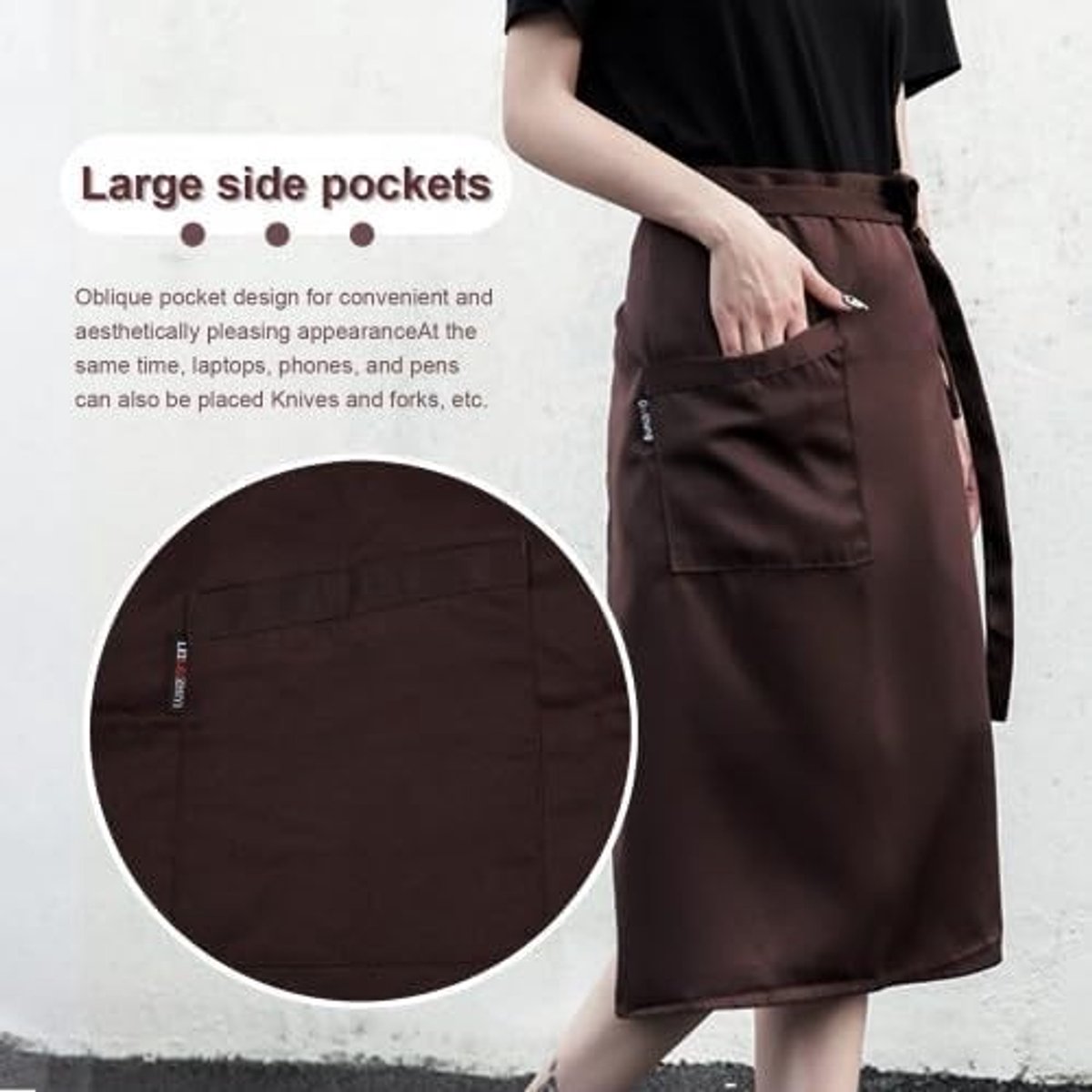 Korte Schort met Pocket voor Koks en Barista's | Halve Taille Schorten voor Restaurants en Catering