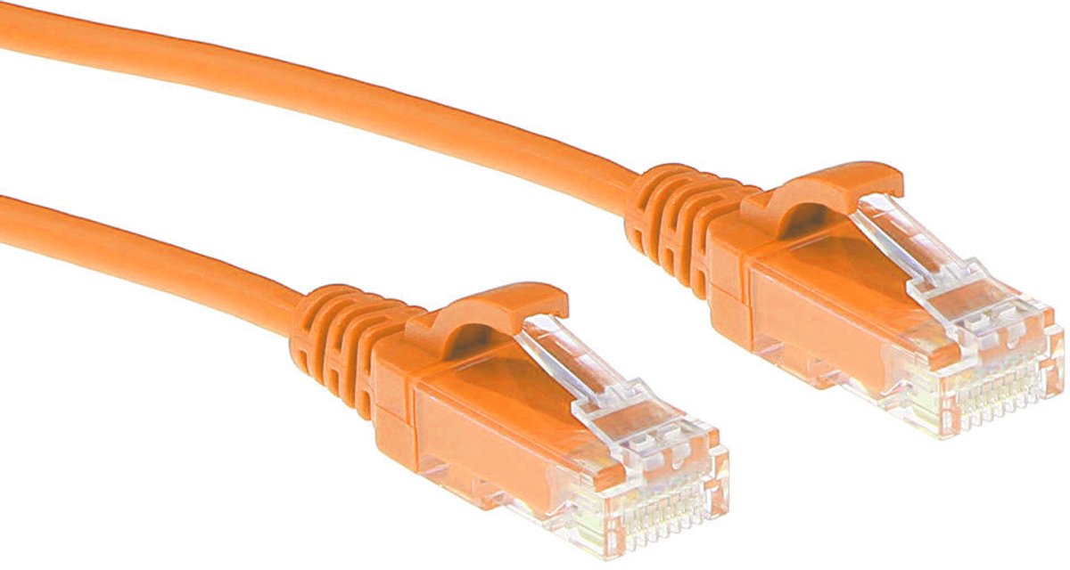 ACT Oranje 3 meter LSZH U/UTP CAT6 datacenter slimline patchkabel snagless met RJ45 connectoren DC9103