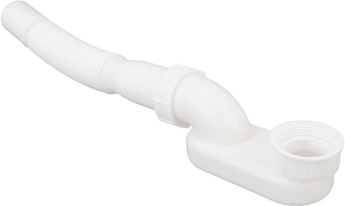Afvoerslang voor bad en douche, vrijstaande badafvoerset met vlakke, flexibele sifon met laag profiel, aansluitingen voor bad met sifon 1 1/2 P