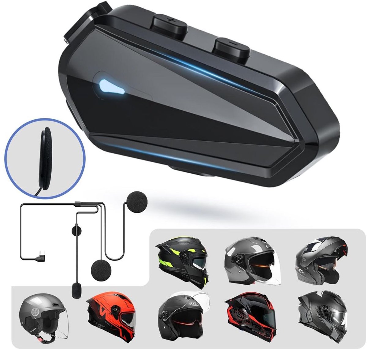 CLGP® Motorhelm Headset - Intercom - Bluetooth - Zwart