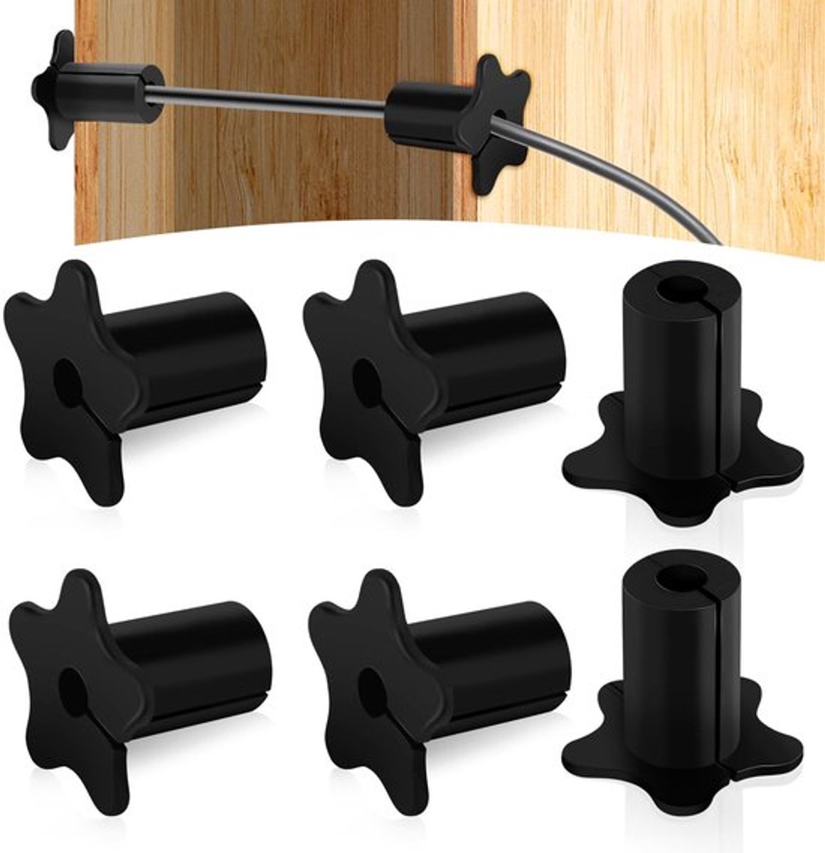 6st Kabelgeleidingsset voor Starlink, Siliconen Kabeldoorvoerbussen Kabeldoorvoertule voor 1,6cm Kabels Kabelgeleidingsset voor Wandgaten voor Starlink Ethernet-Kabels (Zwart)