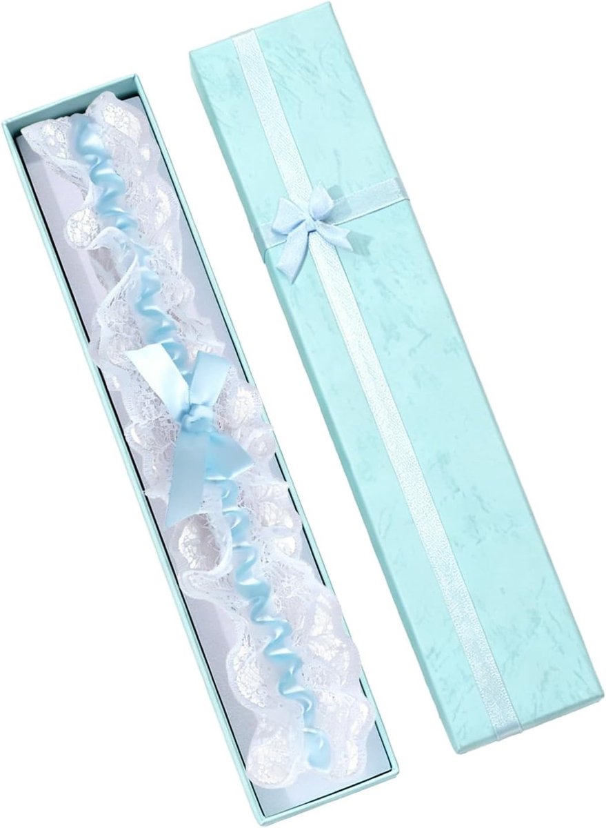 Elegante Kousenband voor de Bruid met Geschenkdoos | Kanten Trouwgordel met Strik, Elastische Bruidsaccessoires voor Verloving en Bruiloft - Perfect voor de Grote Dag en Bruidsmode