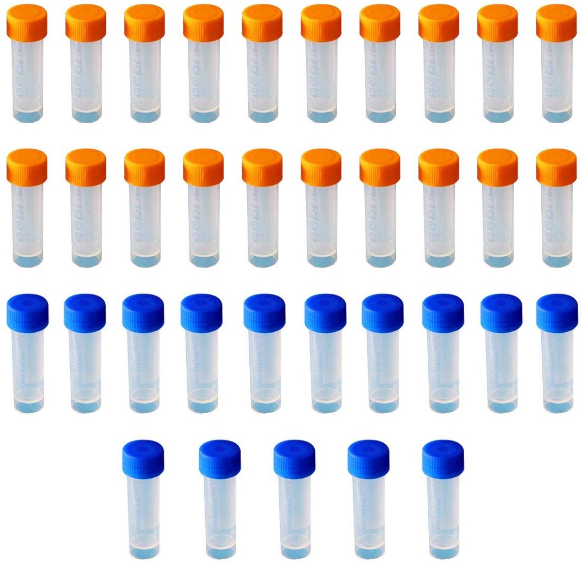 35 Stuks 5ML Plastic Testbuizen met Deksel en Markeringen voor Laboratoriumgebruik, Ideaal voor Monsters en Cryopreservatie