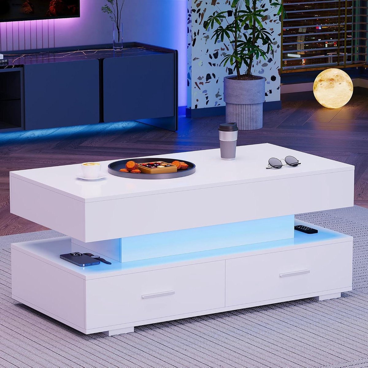 Salontafel - Koffietafel - Woonkamer - Hydraulisch verstelbaar - 100x50cm - Wit