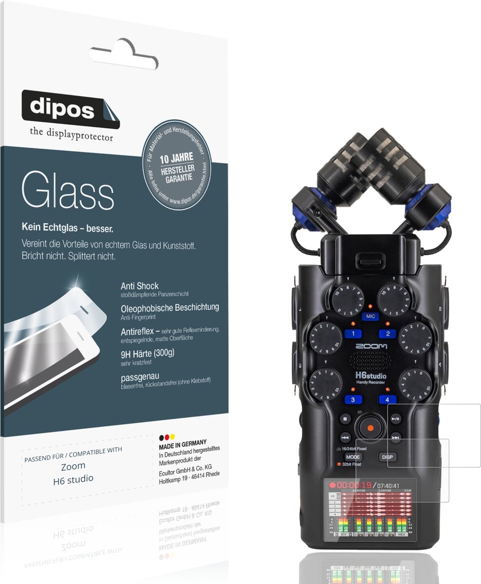 dipos – 2x Matte Pantserfolie geschikt voor Zoom H6 studio | 9H Screenprotector