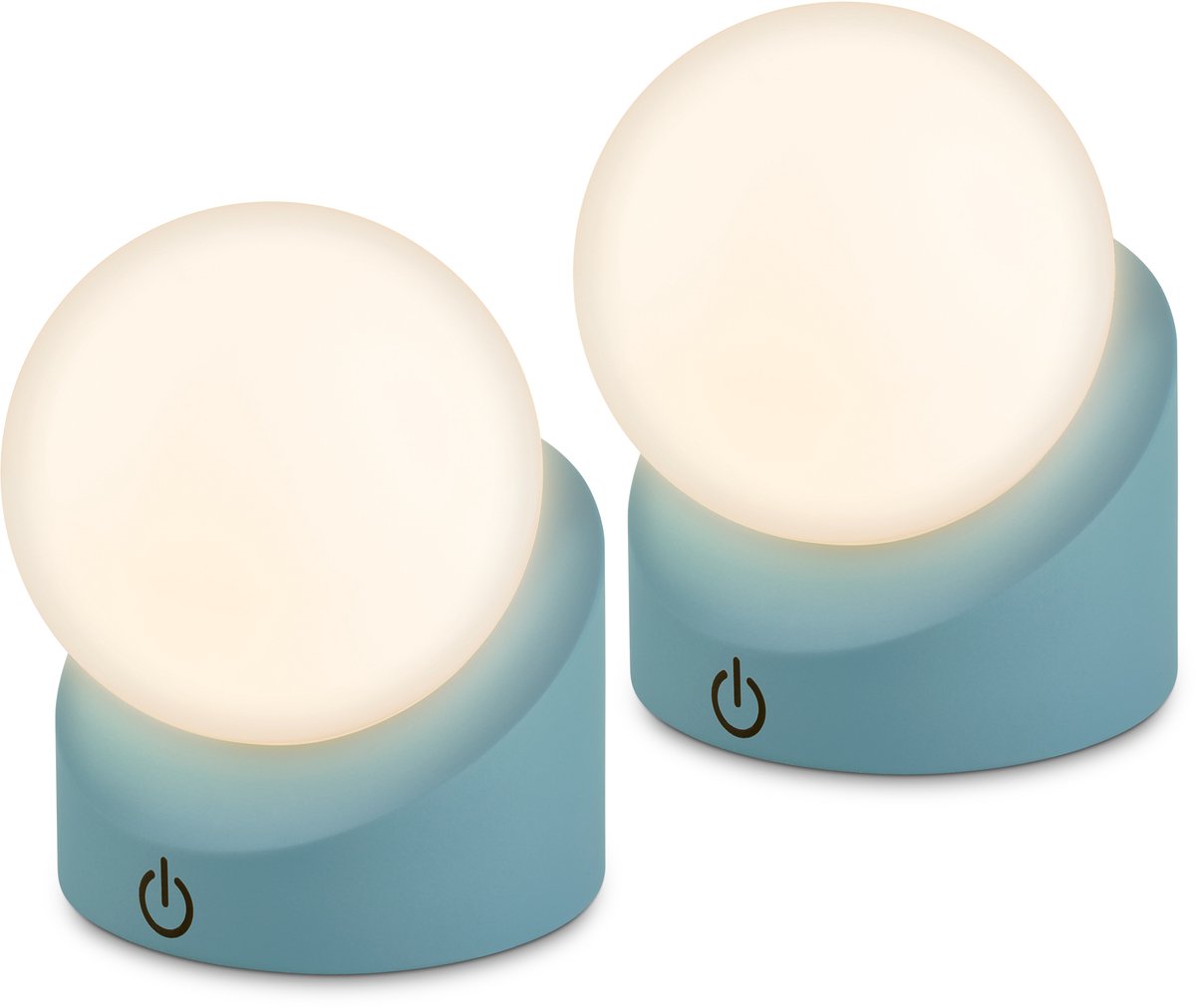 BRILONER Sora - Set van 2 Tafellampen oplaadbaar - warm wit licht - dimbaar - voor binnen en buiten - 10 x 8 x 9 cm - blauw