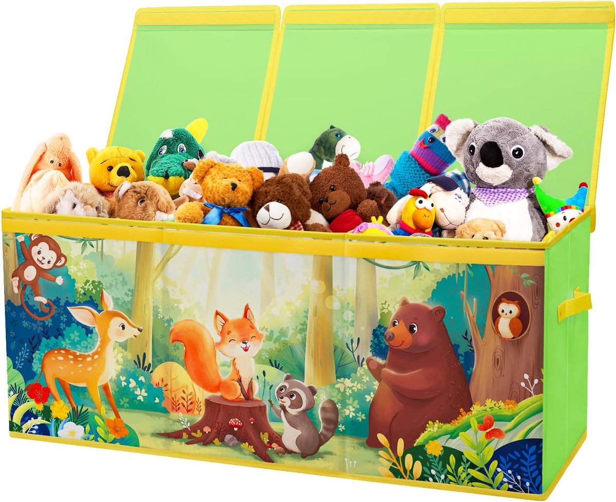 SnelShoppen - Extra Large Speelgoedopbergdoos met Deksel, Vouwbare Oxford Opbergdoos voor Kinderen - 96 x 32 x 40 cm, Lichtgewicht Speelgoedbox met Ha