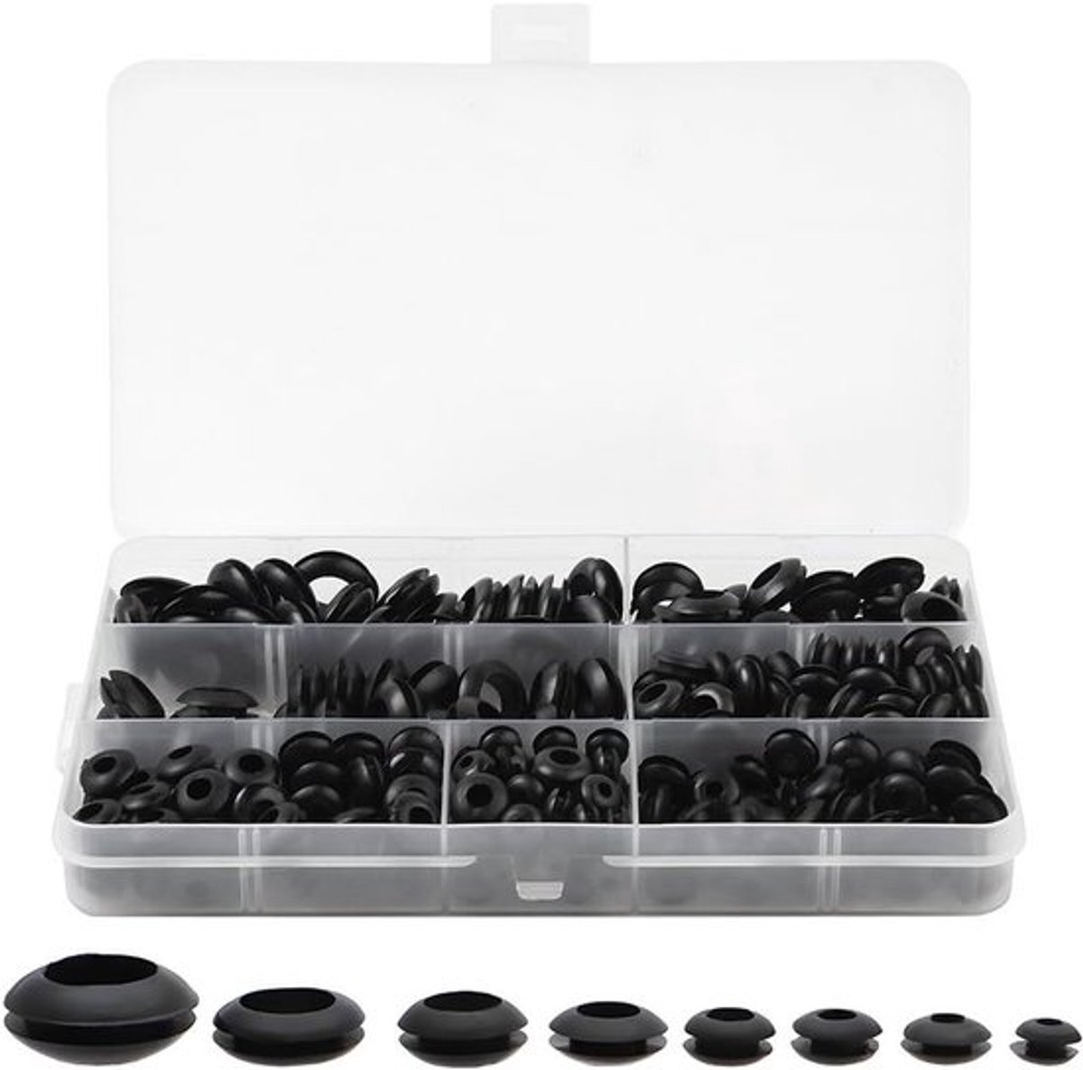 Rubberen ringen set - 260 stuks assortiment 7 maten O-ringen afdichtingsset sluitringen voor draad elektrische installatie auto .