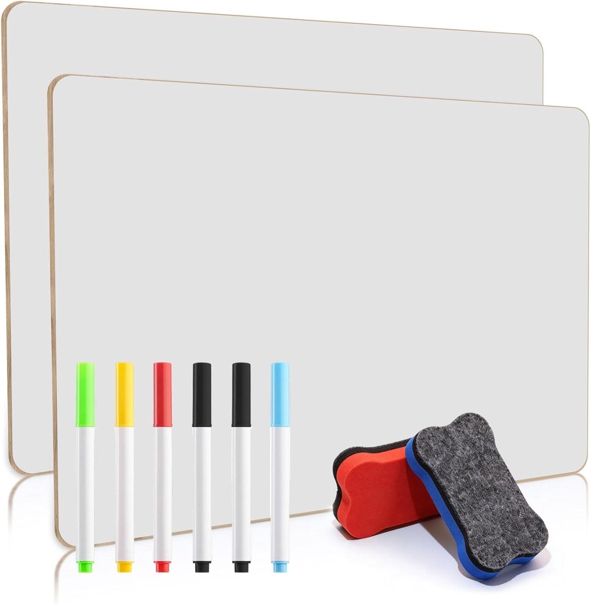Set van 2 Dubbelzijdige A3 Whiteboards voor Thuis, Kantoor en School - Inclusief 6 Stiften en 2 Wisser