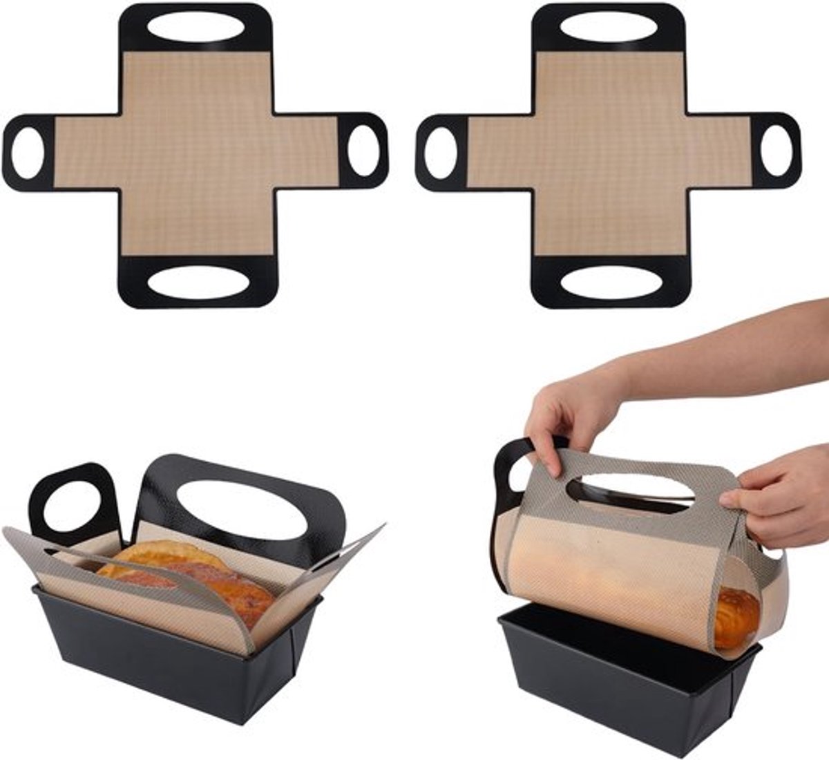 Silicone Brood Bak Mould Liners - 2 Stuks - Antikleef en Hittebestendig - 9x5 Inch