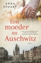 Boekcover met tekst 'Een moeder na Auschwitz' en twee handen die elkaar vasthouden boven een stadsgezicht van verwoest Berlijn.