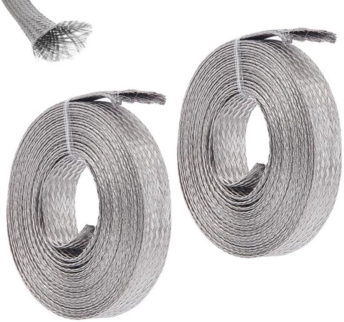 UNICRAFTALE Gevlochten metalen kabel van roestvrij staal, 15 mm breed, mantel, 8 m, beschermhoes, metalen band, verlengbaar, voor de bescherming van elektrische kabels