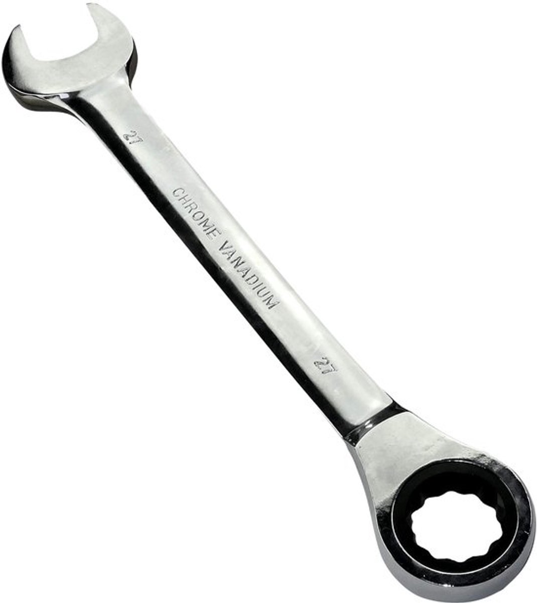 C45517 - 27mm Handmatige Combinatiesleutel - Ring-Eindratel Sleutel - CR-V - Ergonomisch Ontwerp - Polished