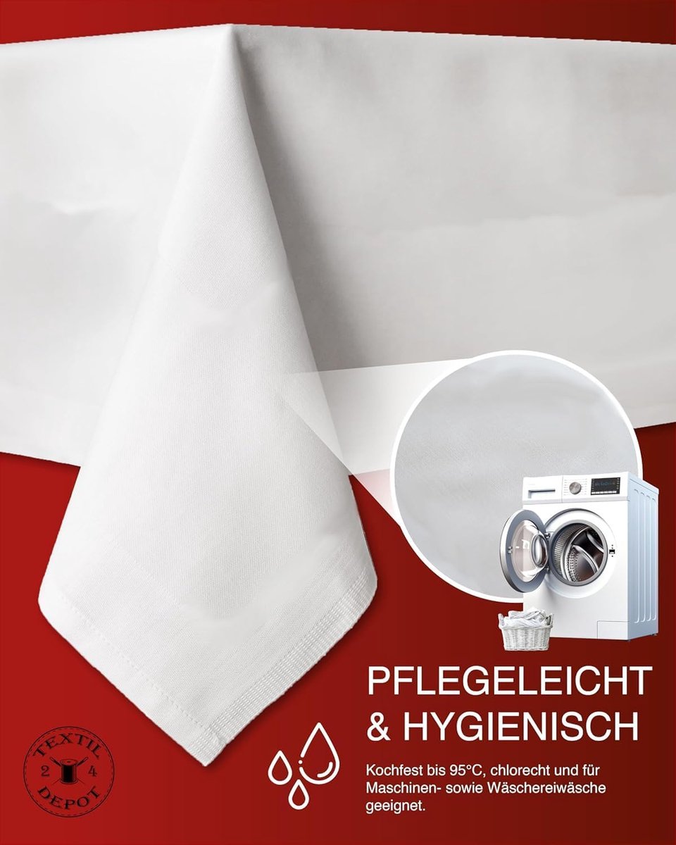 Tafelkleed Katoen - Tafelzeil Rechthoekig - Tafeldecoratie - Gastronomiekwaliteit - 240 x 330 cm - Wit