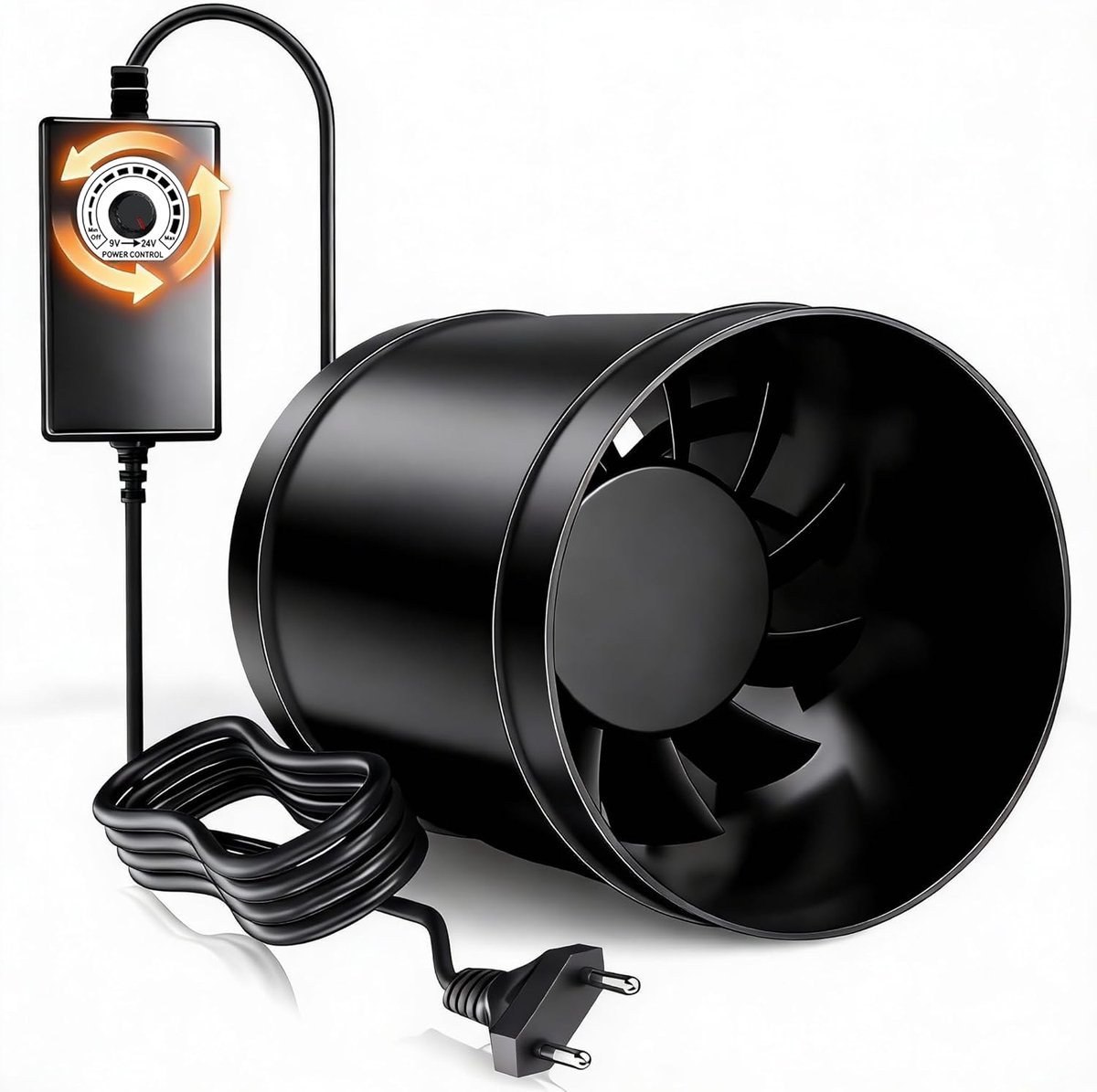 Fokelyi - buisventilator - 150 mm inline buisventilator - regelbaar -586 m³/u buisventilator voor efficiënte luchtcirculatie - stille afvoerventilator met 2 m kabel voor broeikas, kweektent, kelder, garage, keuken