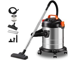 Nat en Droog Stofzuiger - Stofzuiger - 1200W - 18 kPa Zuigkracht - 20L - met 4 Zwenkwielen - Zwart