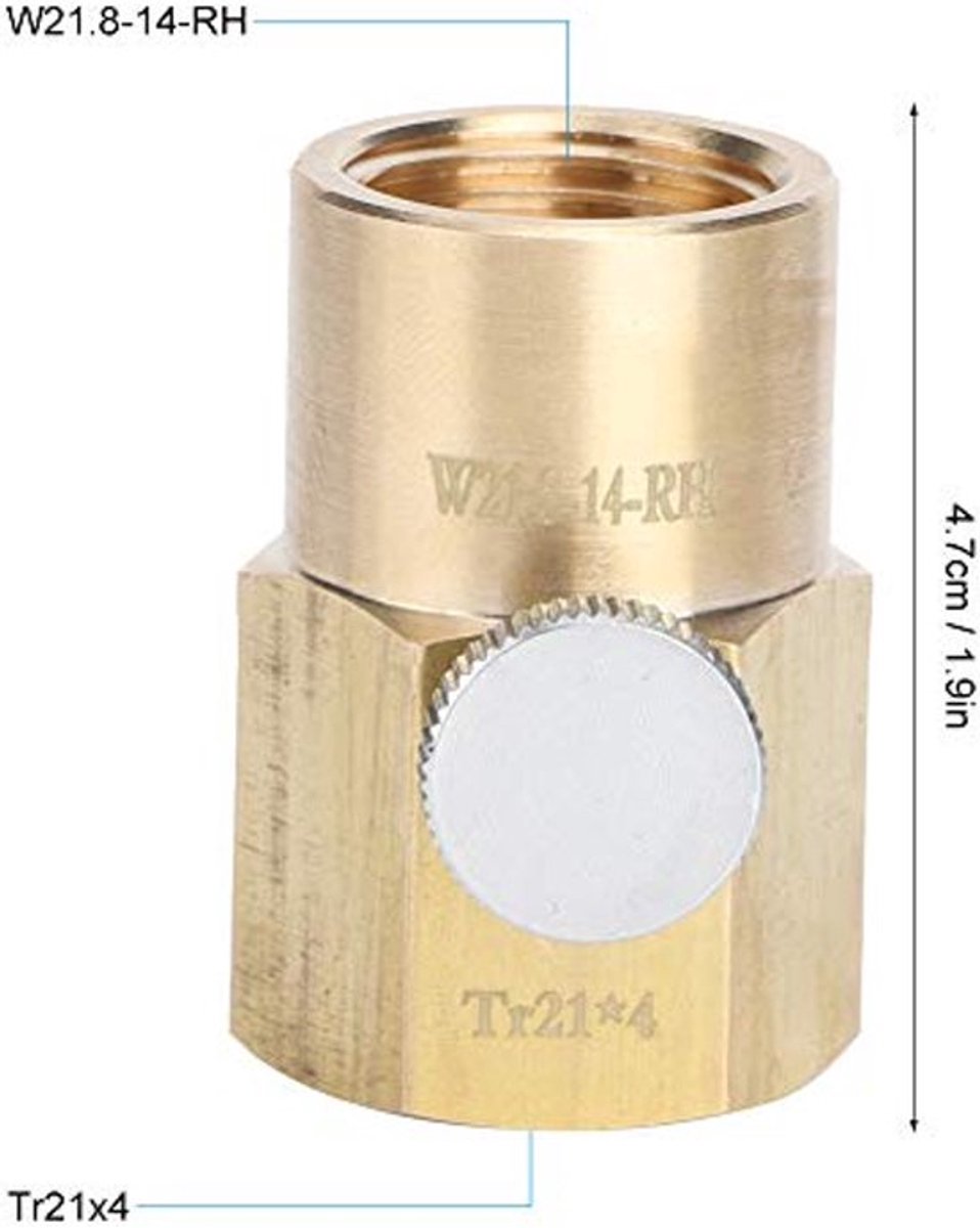 CO2 Vuladapter, voor W21.8-14-RH CO2 Adapter Sodawater CO2 Fles Adapter Vulventiel Connector