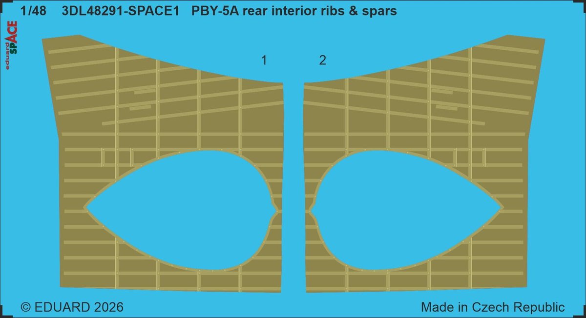 Eduard Modelbouwdecoratie - 3DL48291 Sp - Achterste Interieur Ribben- en Liggerset voor Consolidated PBY-5A Catalina Photo-etch