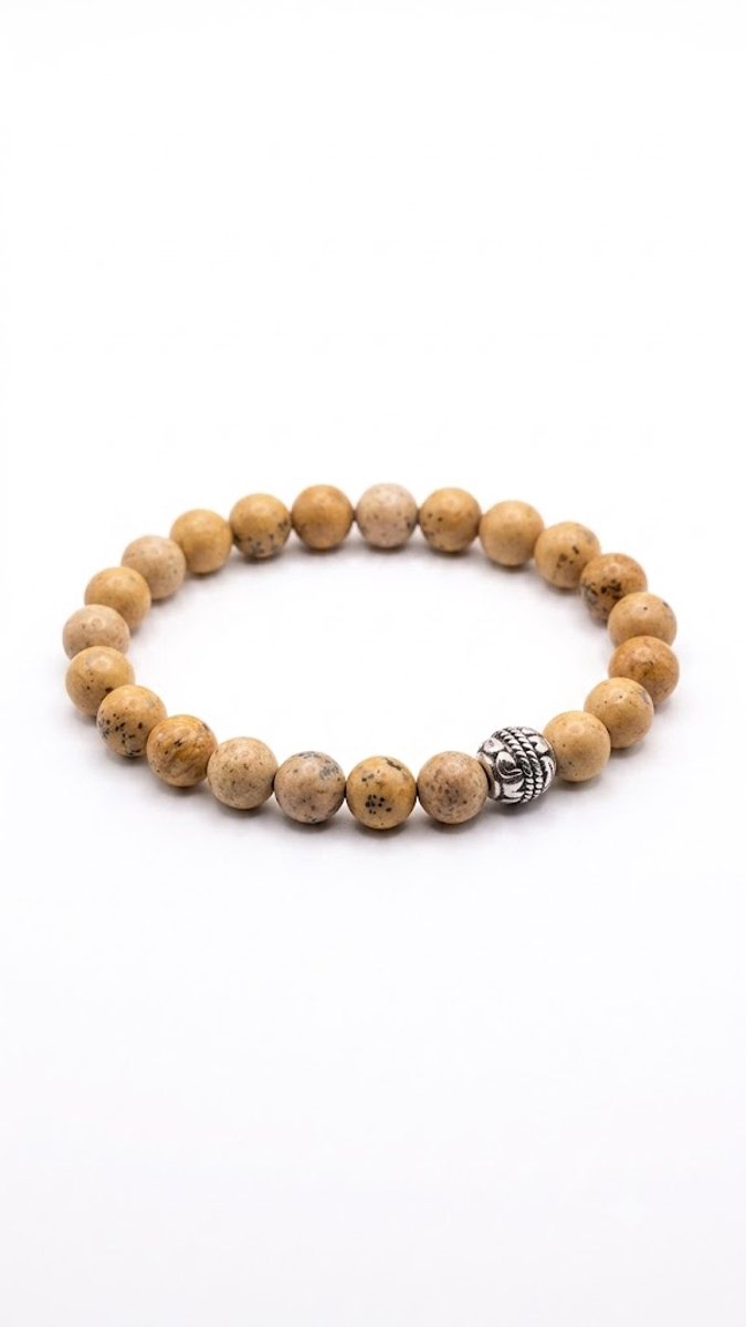 Karma 8mm kralenketting Beige balls 86994 19cm