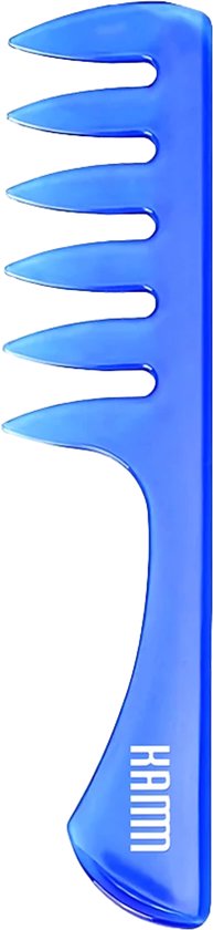 Blauwe KAMM textuurkam met brede tanden en een handvat.