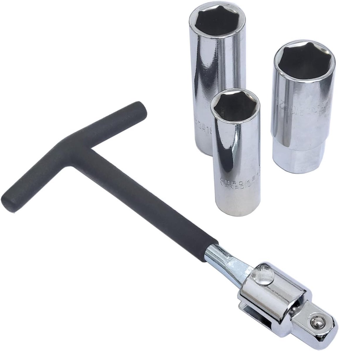 Robuuste T-Handgreep Steeksleutel met 1/2" Aandrijving en 16mm, 18mm, 21mm Adapters voor Auto en Motorfiets Gebruik