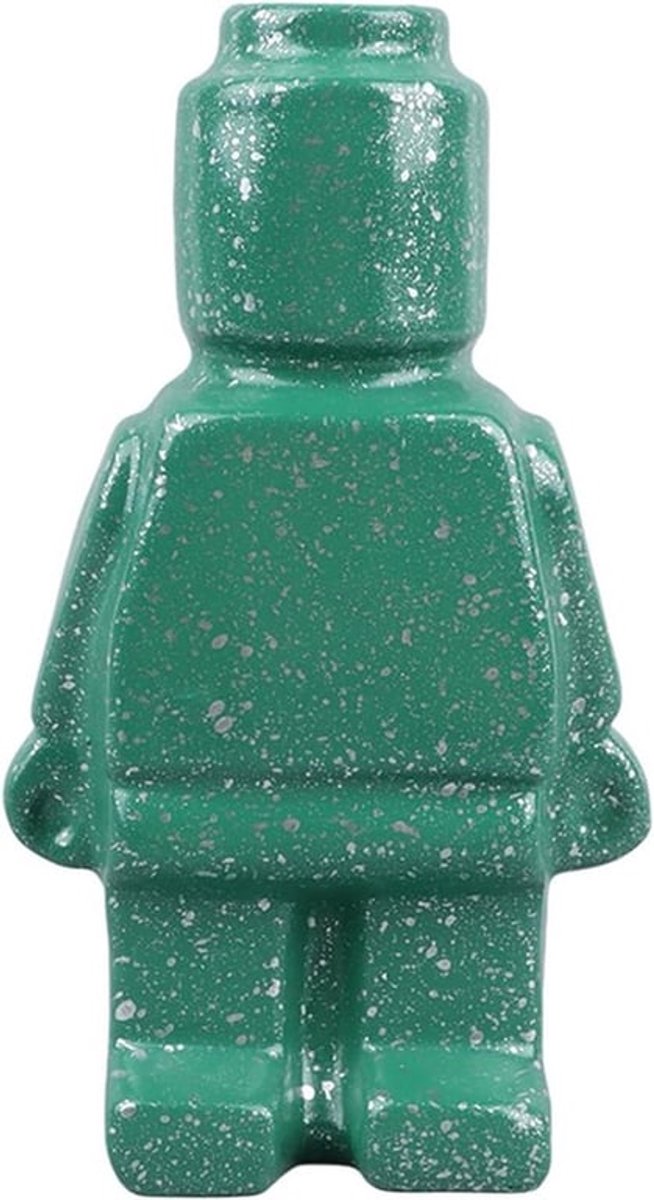 Decoratieve kleine robot bloemenvaas van hars voor woondecoratie - Groen