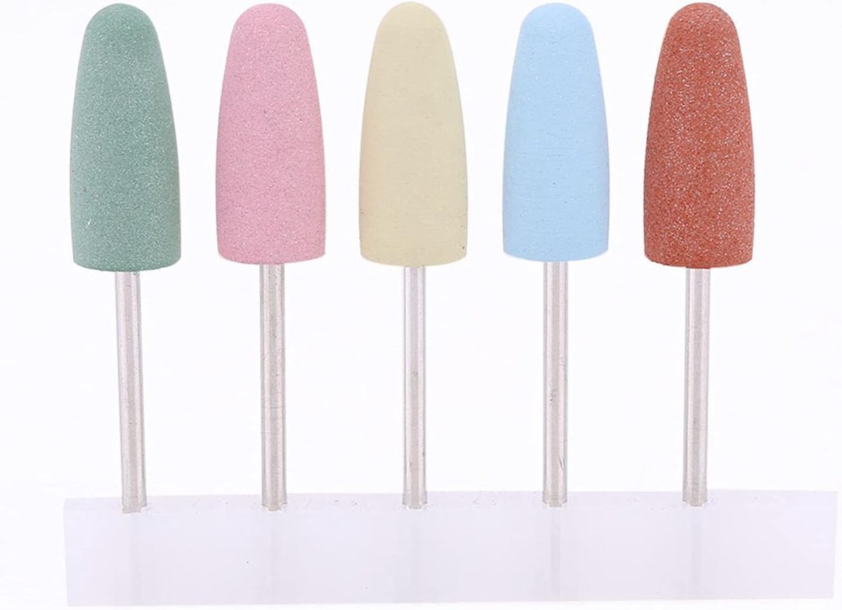 Fijne Keramische Nagelboor Bits voor Manicure, 5 Stuks, Nagel Kunst Polijsten en Vijl Gereedschap
