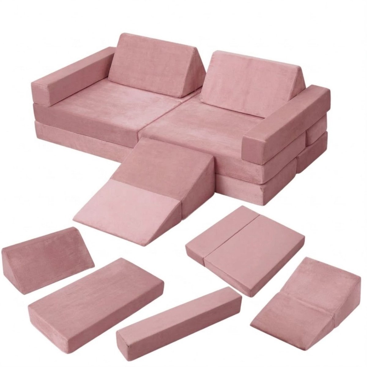 Speelbank Modulair - 12-Delige Speelbank met Klimhelling en Ballenbak, Foam Sofa - voor ki