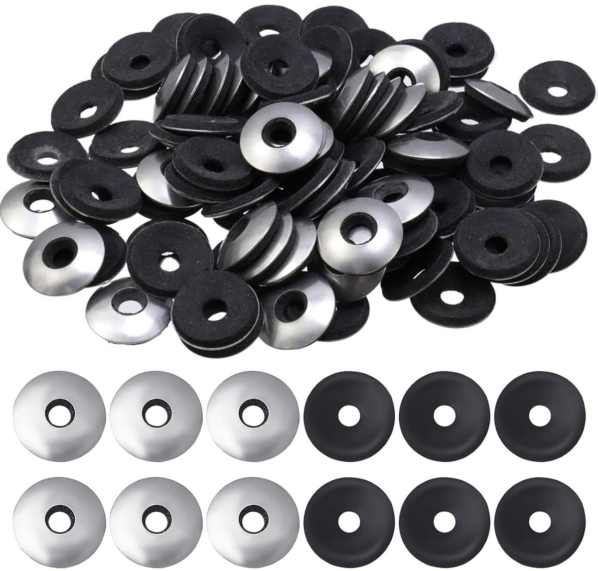 Sealing ringen voor schroeven - rubberen en neopreen ringetjes, roestvrij staal en gegalvaniseerd, geschikt voor M6.3 x 16 mm schroeven en buisjes