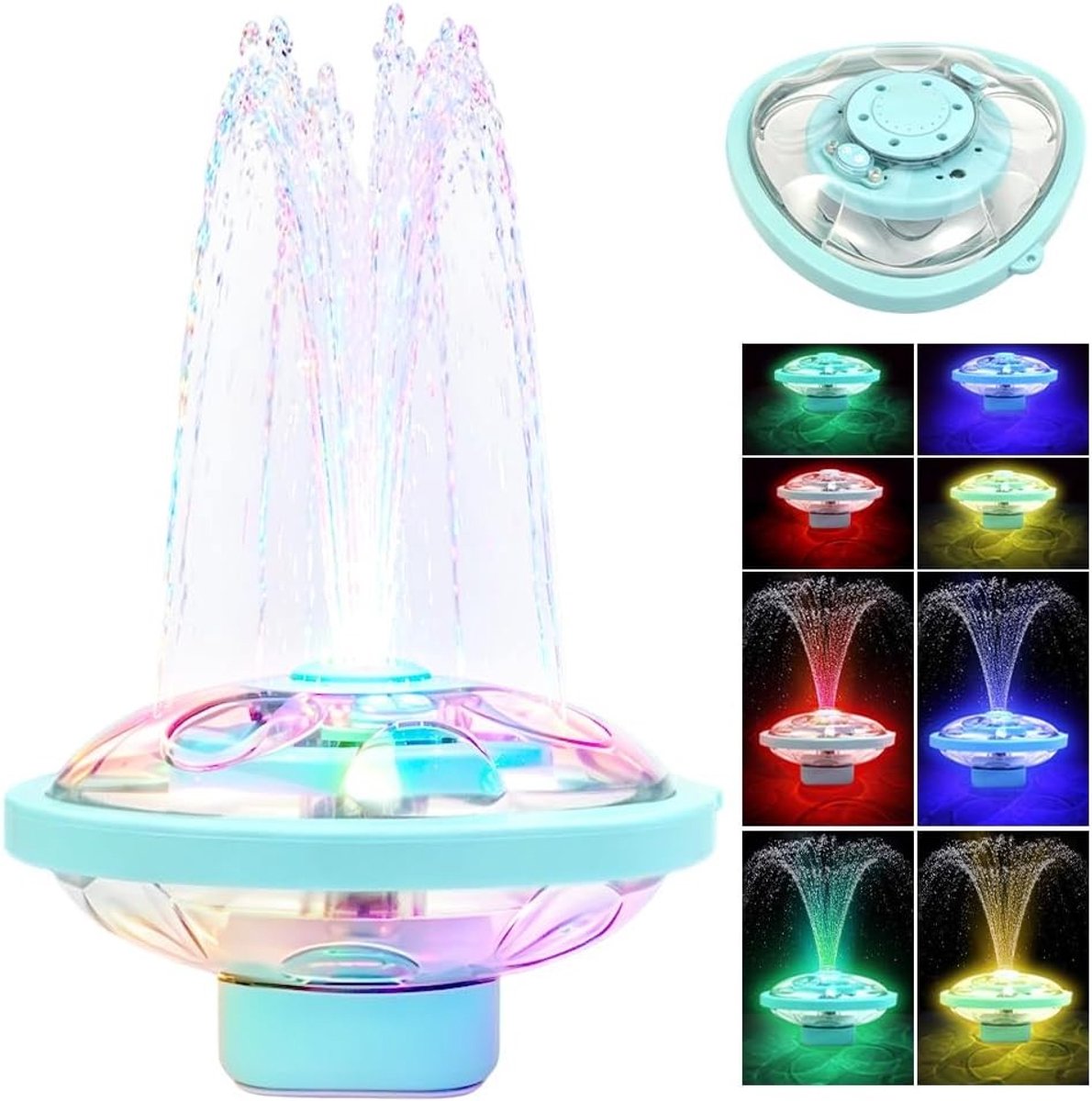 Zwembadfontein met onderwaterverlichting, zonne-energie, 5 verlichtingsmodi en 4 straalmodi voor een sfeervolle tuinervaring