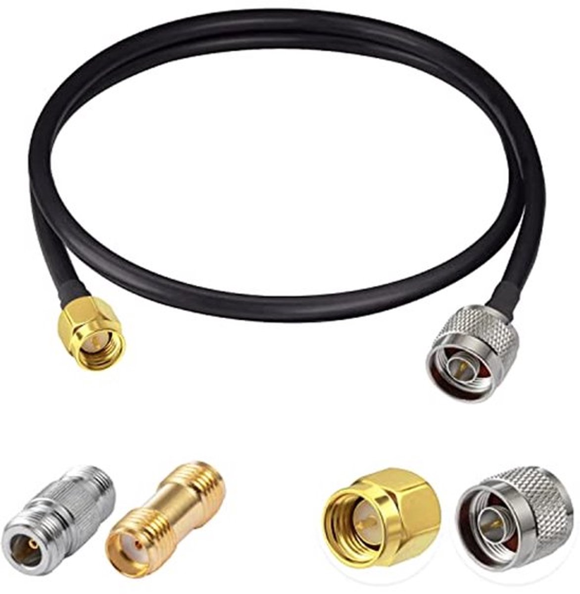 N naar SMA Jumper N Male naar SMA Male Coaxiale Kabel met Lage Verlies RG58 3FT/1M + 2PCS N SMA Adapter Kit voor 3G 4G 5G LTE Antenne Ham Radio GPS WiFi