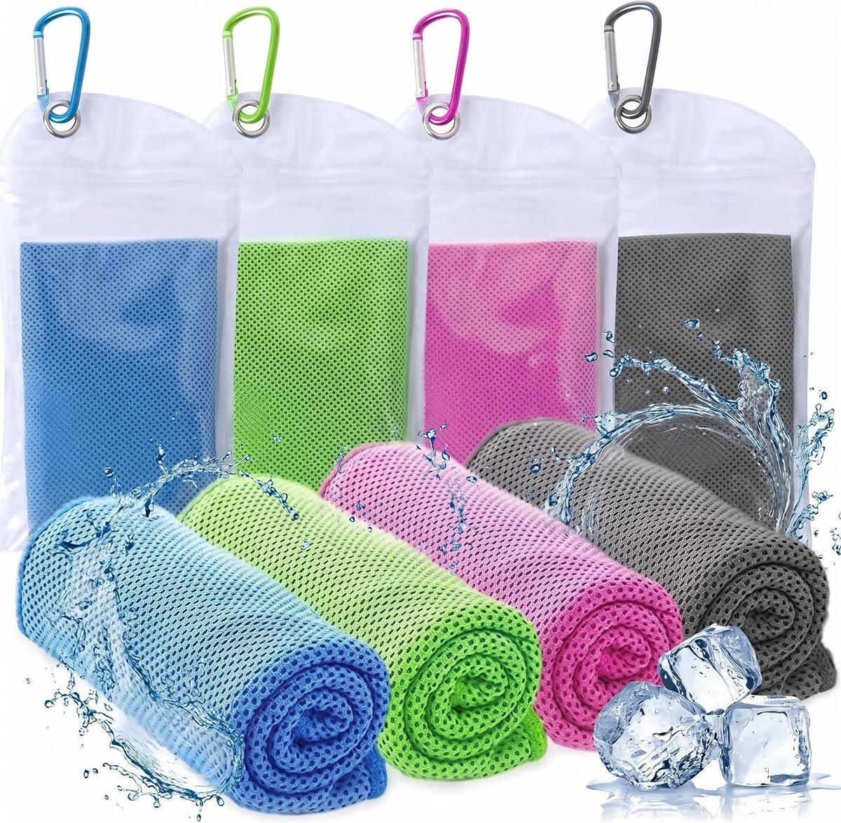 4 Stuks Verkoelende Handdoeken voor Nek en Gezicht - 100x30 cm - Lichtgewicht - Zacht en Ademend - Geschikt voor Sport - Hardlopen, Fitness, Kamperen en Warme Dagen