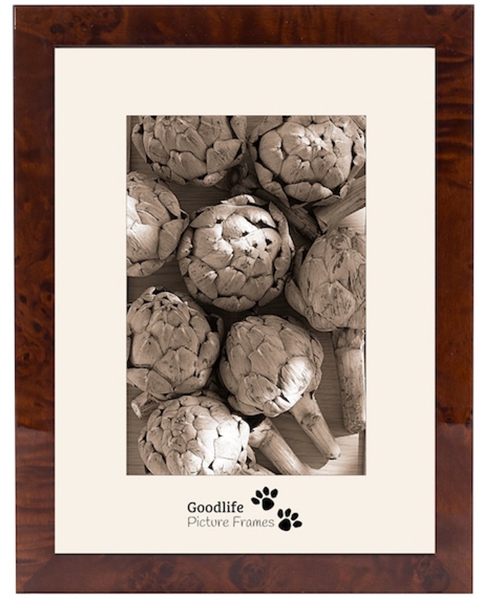 Fotolijst Nancy Wortelnoot 14.8x21 (A5) Anti-reflectie glas - 20 mm breed profiel - Goodlife Picture Frames