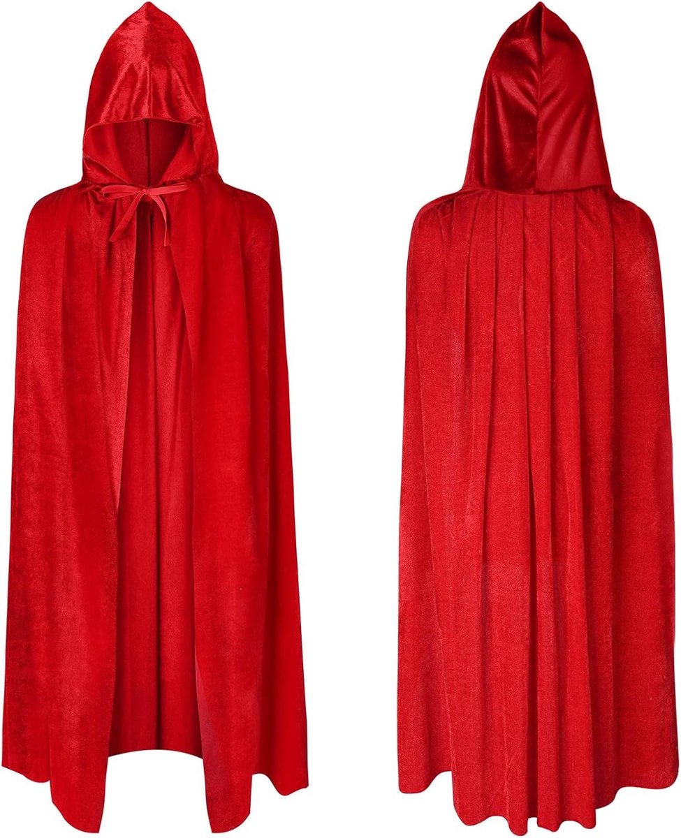 Rode Cape Halloween Kostuum met Kap en Toverheks Accessoires voor Kinderen - Grim Reaper Lange Mantel voor Vampier Halloween Familie Feest Verkleedpartij en Maskerade