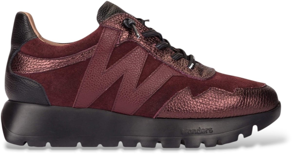 Wonders Leren Odisei sneakers in granaatrood
