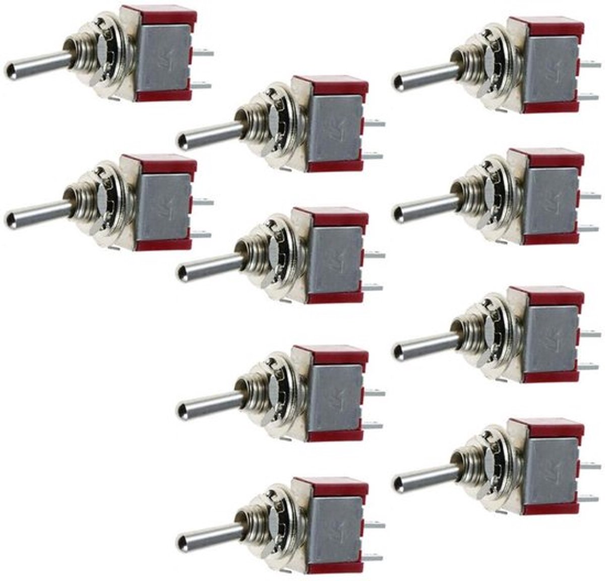Mini Tuimelschakelaar AAN/UIT - Autoschakelaar voor Dashboard - 6mm 2 Pins - 2 Positie - 5A 125VAC 2A 250VAC - 10 Stuks