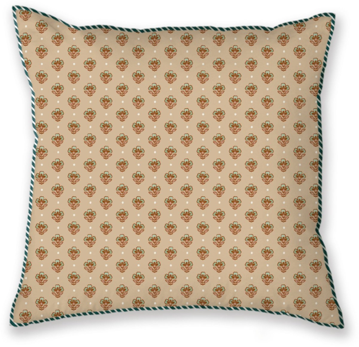 Pip Studio Jaipur Flower Square Cushion Sierkussen - 40 x 40 cm cm - Groen