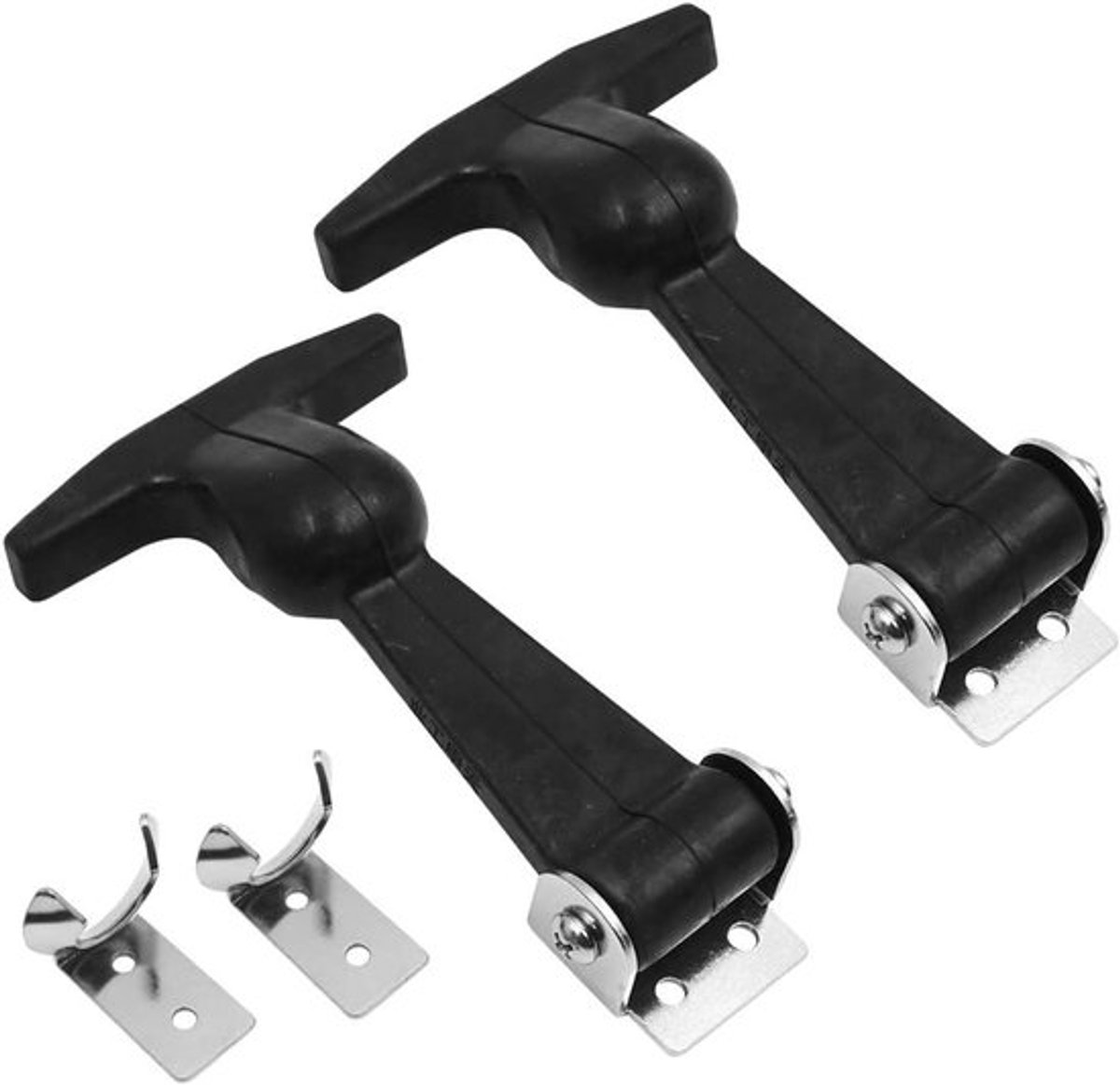 Elastische rubberen kapvergrendelingen - Roestvrij staal - Flexibele T-greep - Rubberen trekvergrendelingen - Gereedschapskist - Trolley - Voertuigmotor - Set van 2