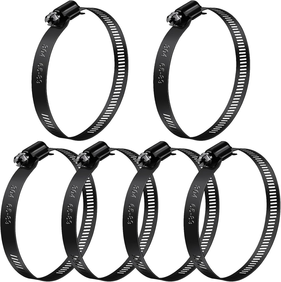RVS Slangklemmen 65-89mm - Set van 6 Stuks voor Tuinslangen, Gasbuizen en Waterleidingen