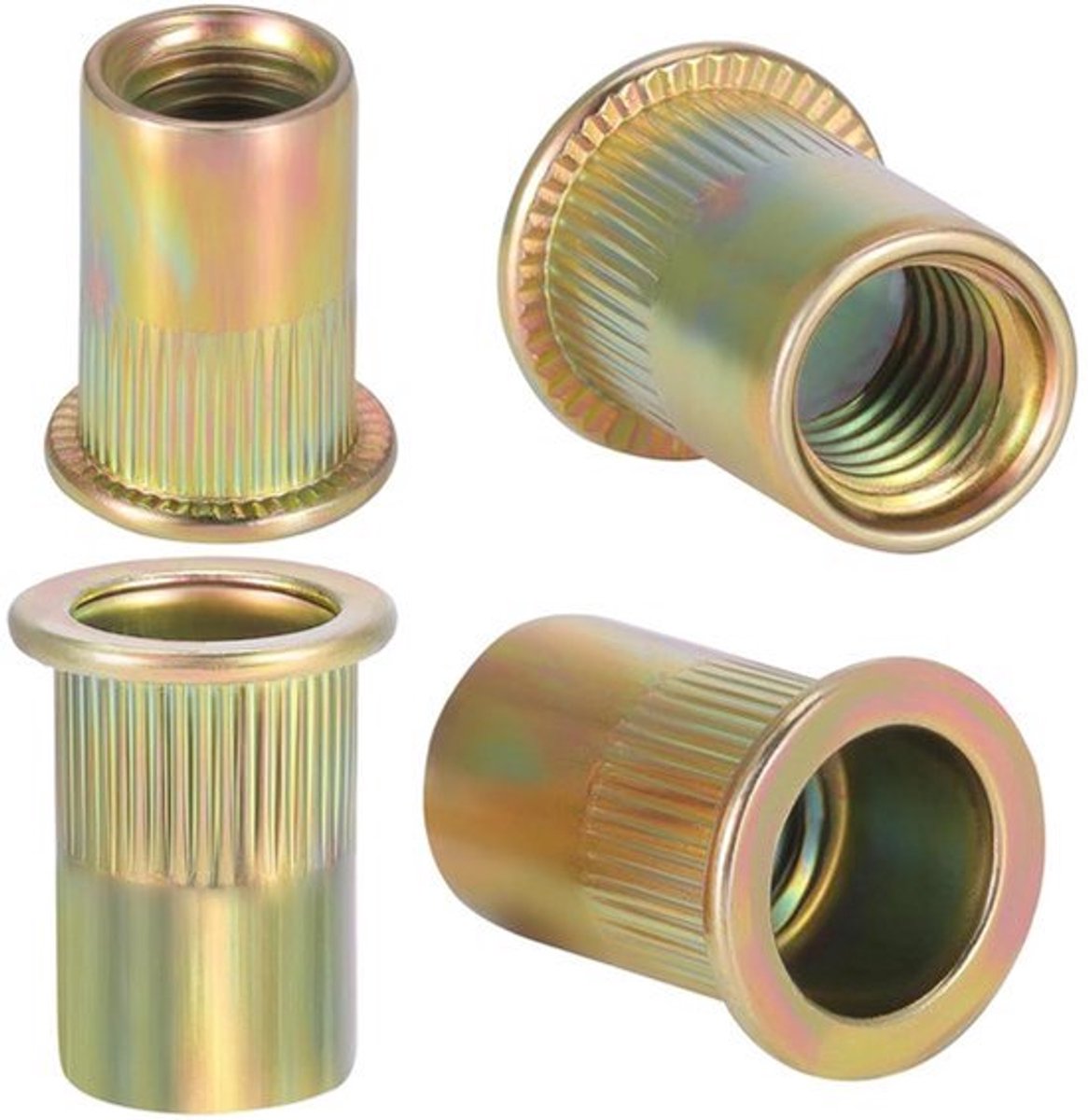 100 stuks M10 Klinknagelmoer van Verzinkt Koolstofstaal - Platte kop Schroefdraad Insert Nutsert Rivnuts