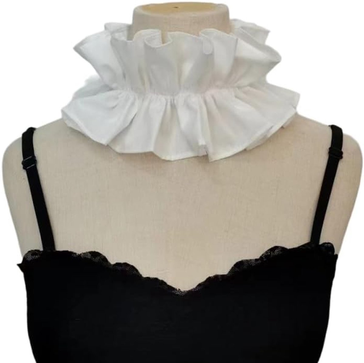 Elegante Verwijderbare Plissé Kraag voor Cosplay en Feestjes - Vintage Ruffle Kraag voor Halloween en Fotografie Accessoires in Wit