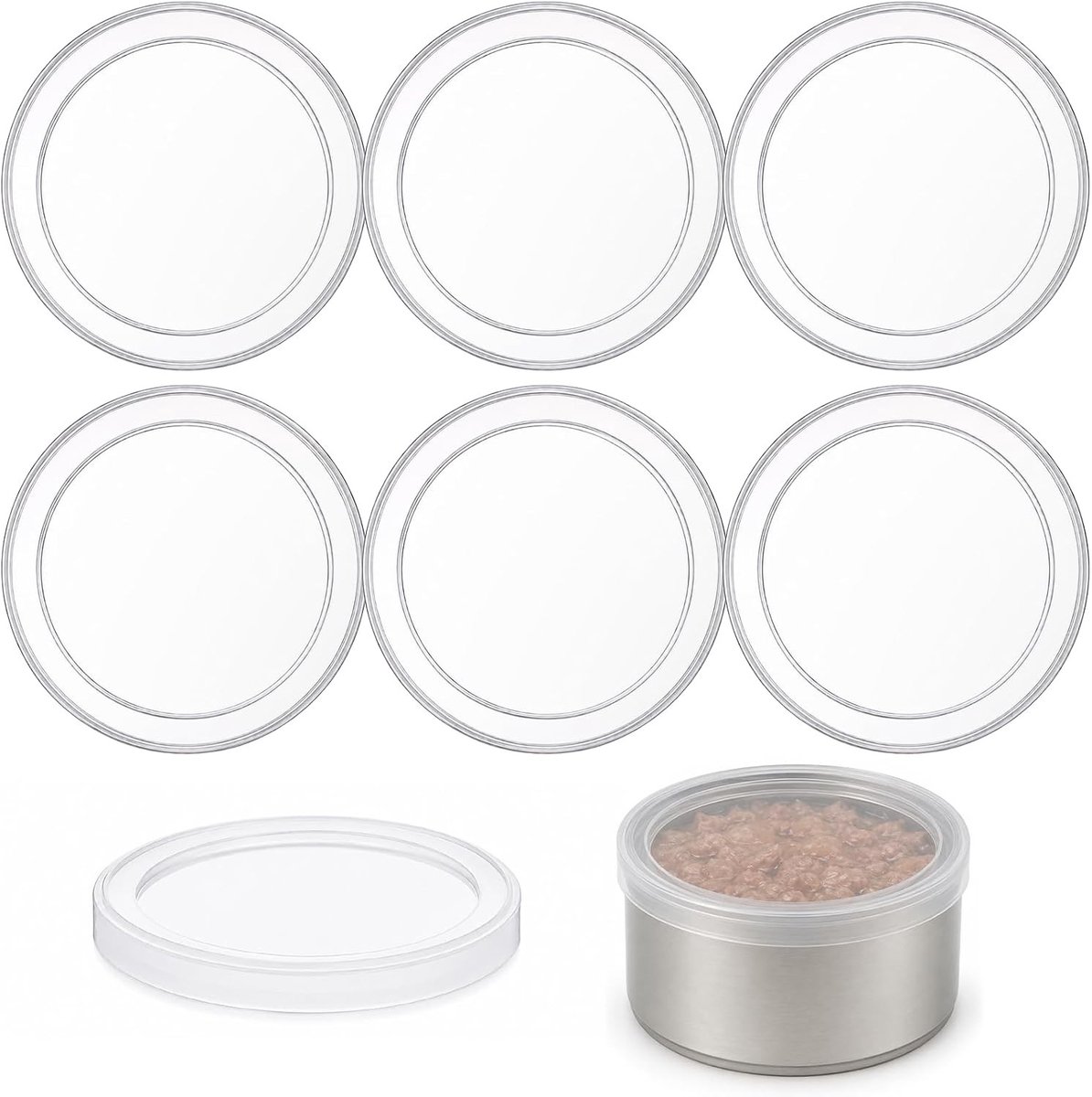 6 Stuks Herbruikbare Plastic Deksel voor Blikvoeding, 75mm Deksels voor Honden- en Kattenvoer, Voedselverspilling Voorkomen en Versheid Behouden