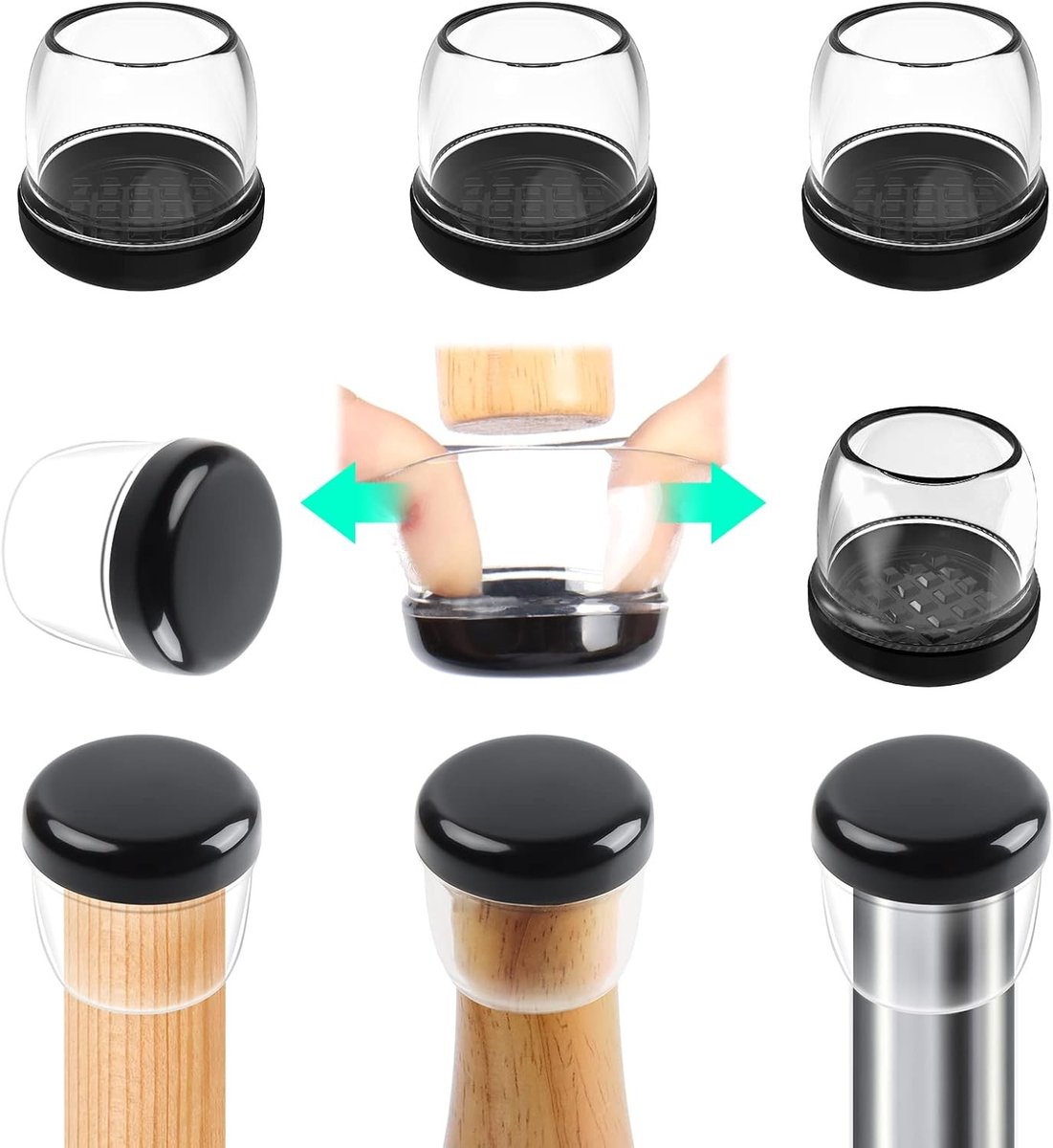 24 Stuks Stoelpoot Beschermers voor Tapijt, Silicone Glijders voor Meubels, Vloerbescherming en Krassenpreventie, Geschikt voor Pootdiameter 2.8-3.2cm