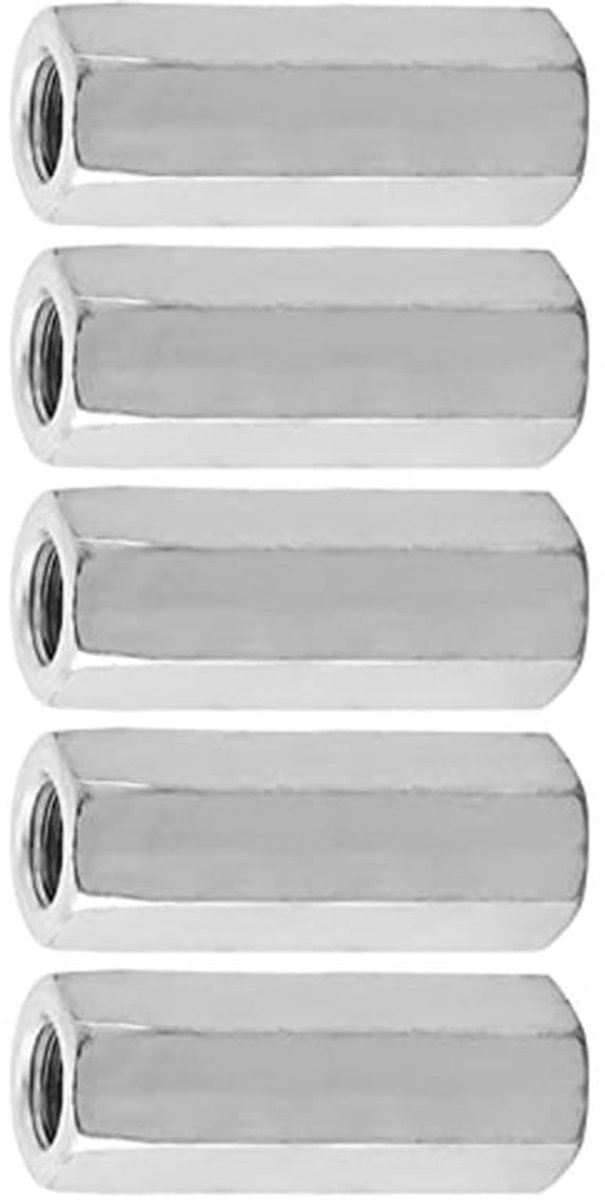 5 stks Lange Staaf Moer Koppeling Moeren Spacer Schroefdraad Bevestigingsmiddelen Draadstang Staaf met Hex Zink Plating (M12 * 50,15)
