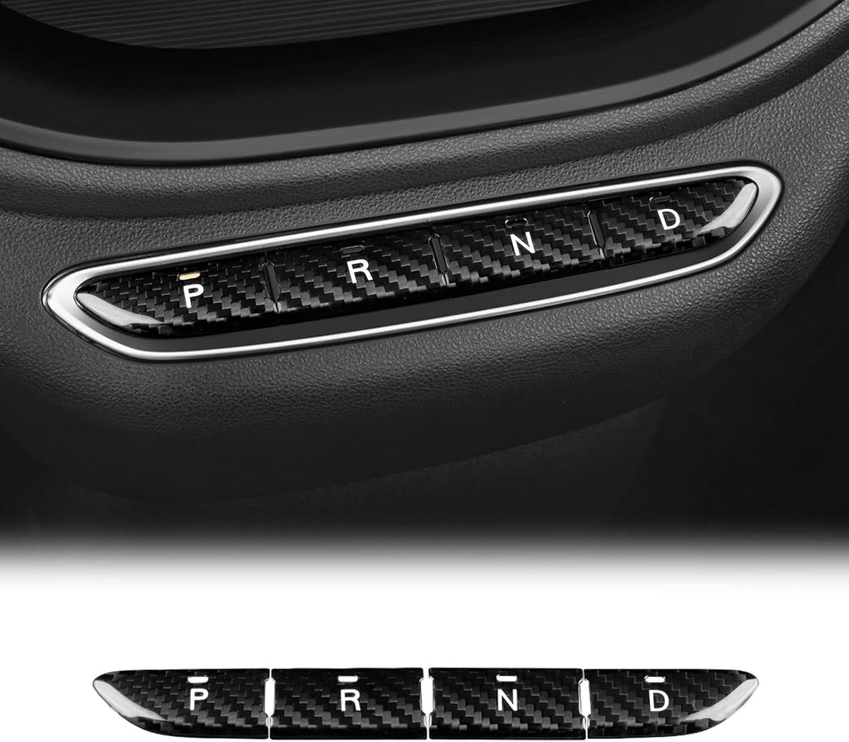 Carbon Fiber Stickers voor Abarth 595e en FIAT 500e - 4 Stuks - Auto Accessoires voor Console en Knoppen - Duurzaam en Stijlvol