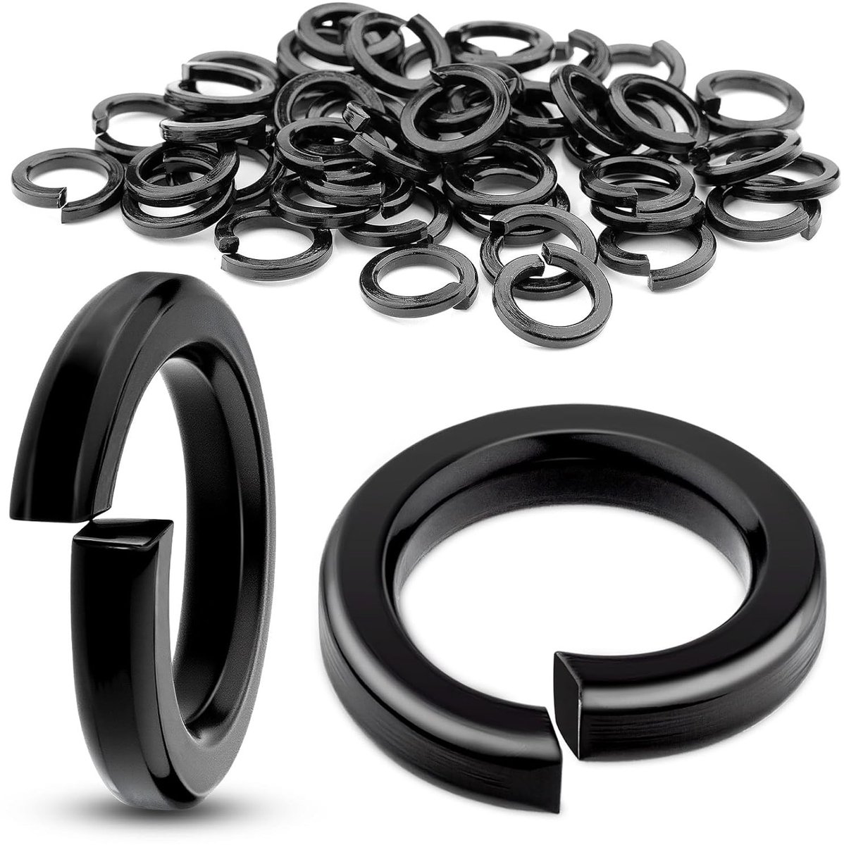 Set van 60 veerringen M5 van roestvrij staal A2/V2A voor huishoudelijke apparaten en mechanische toepassingen, gladde ringen, spiralen en vergrendelringen