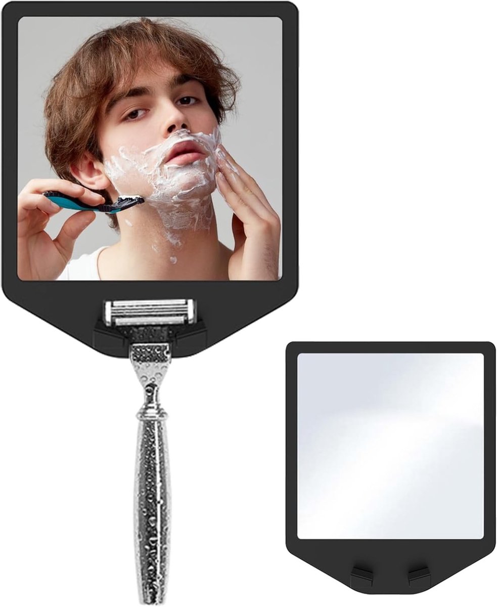 Condensvrije douchespiegel met scheermeshouder en siliconen grip, zelfklevend en waterdicht, ideaal voor scheren en make-up in de badkamer