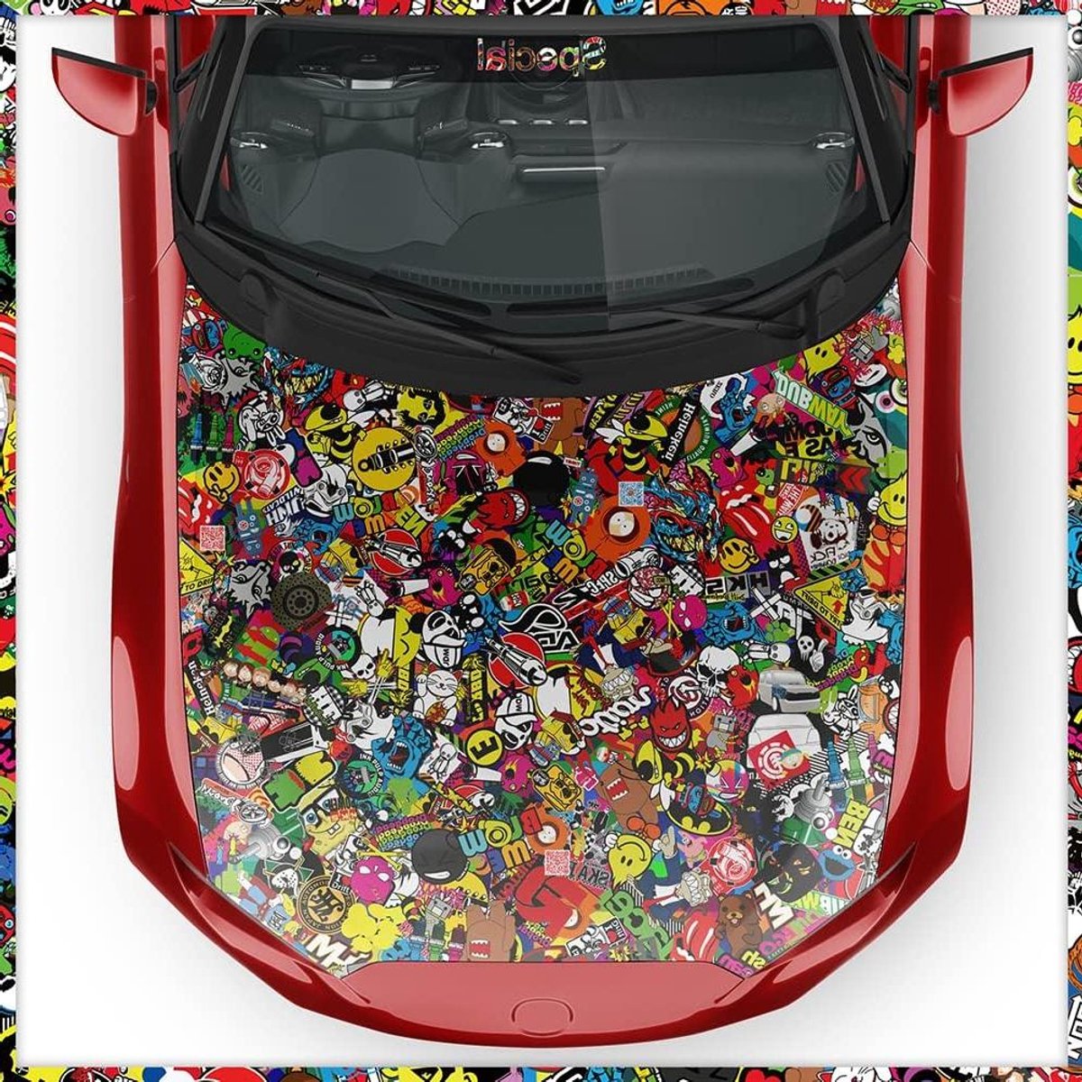 Sticker Bomb Folie - Auto Wrap Folie - Voertuig Bekleden - Luchtkanaaltechniek - 100x150 c