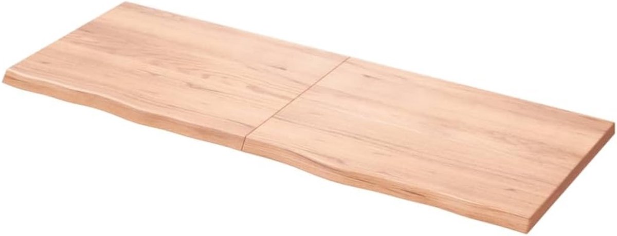 Tafelblad Massief Eikenhout - Vervangend blad Keukenblad - Tafel Opknappen - Handgemaakt met Natuurlijke Rand - 160x60x4 cm - Lichtbruin