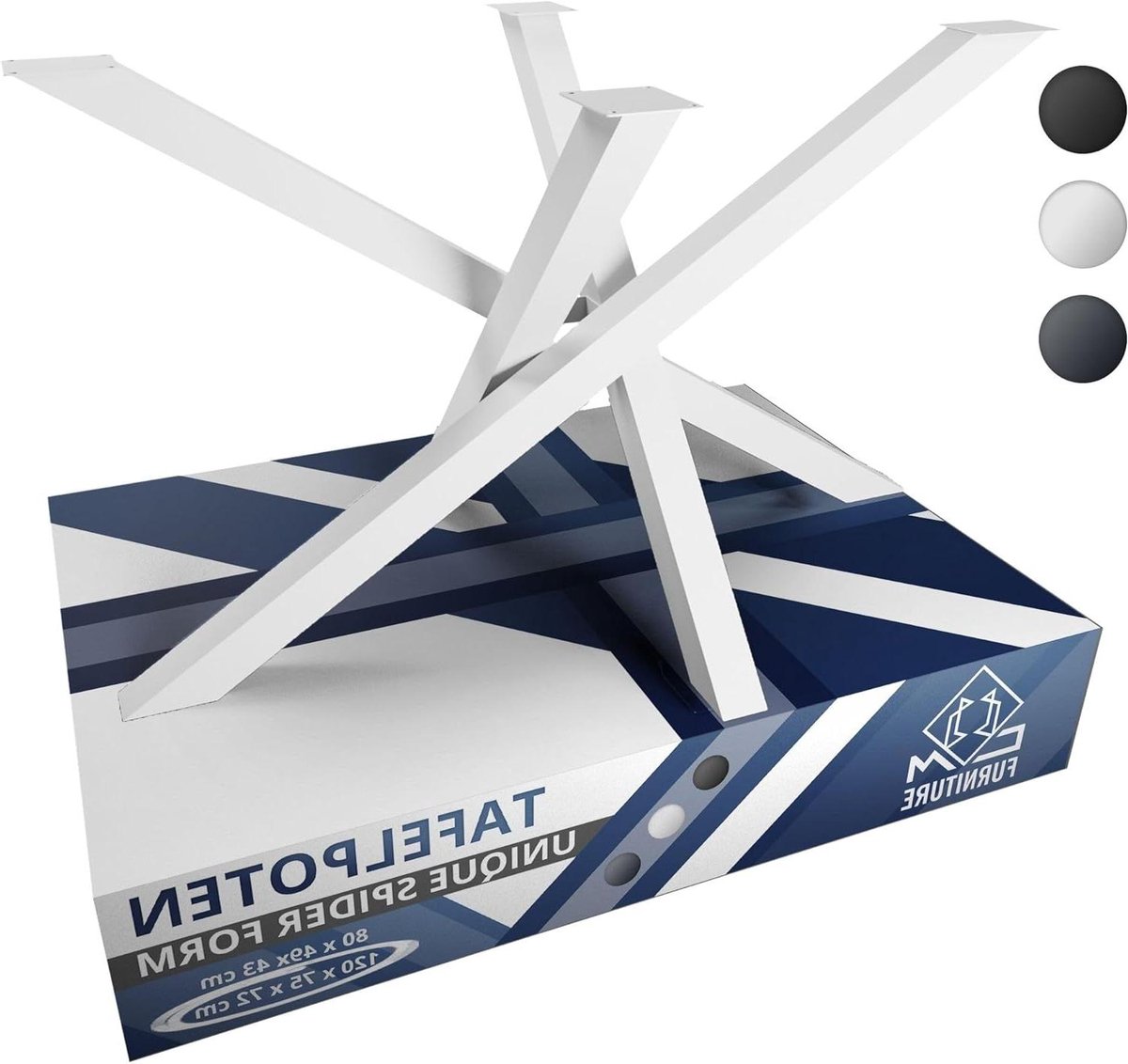 Tafelonderstel Spider - Tafelpoten X-vorm - DIY Tafel Maken - Uniek Spider Design - H72 x B75 x L120 cm